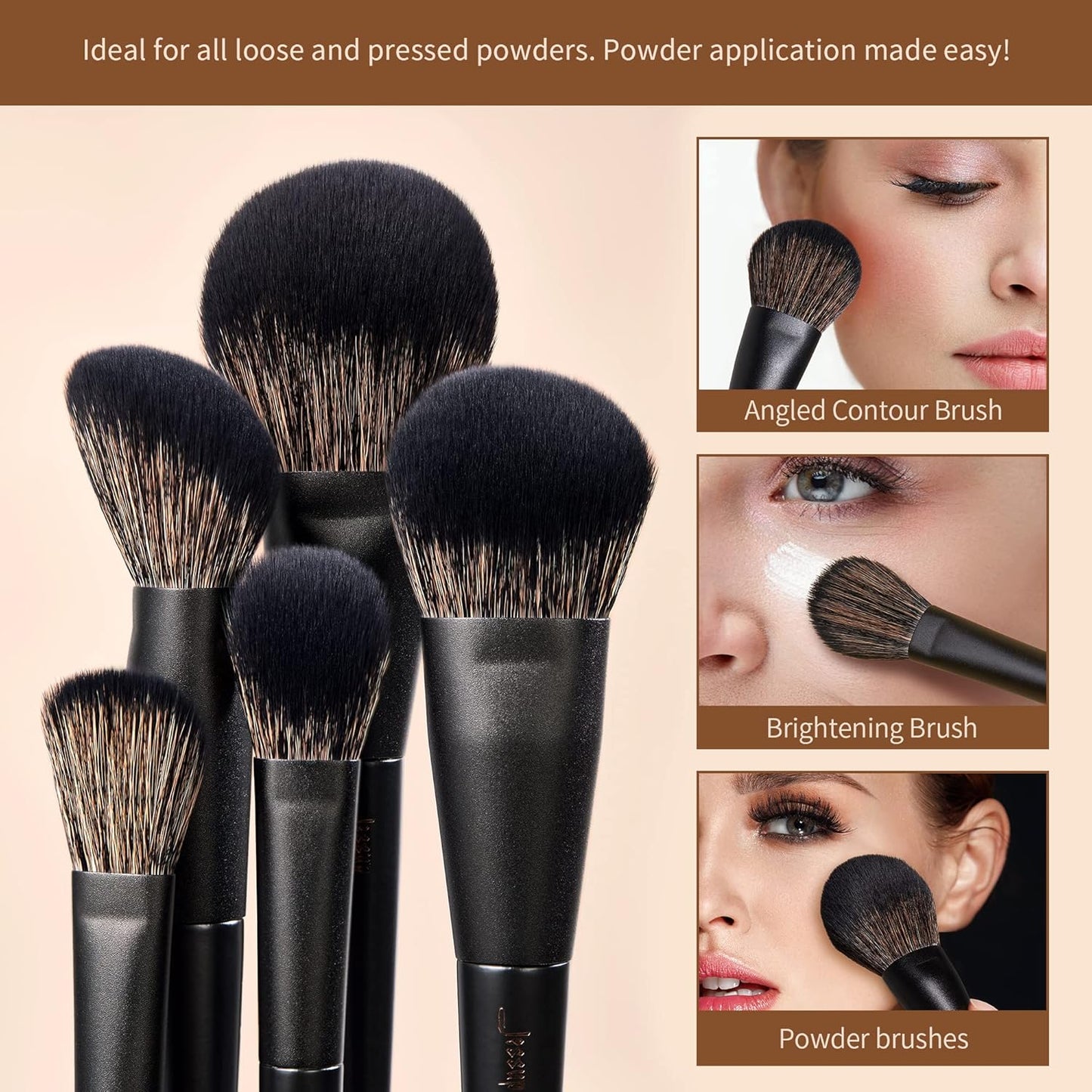 Makeup Brushes Set  Make up Brushes 14Pcs Black Kabuki Foundation Eyeshadow Contour Concealer Powder Eyeliner Crease Eyebrow Blending Brush, T336