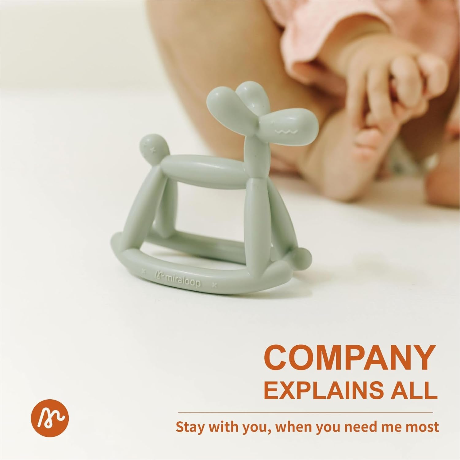 Teething Toy for Baby 3, 6, 12, 18 Months Infant, Jellydog Never Drop Food Grade Silicone Rocking Teether, Prevent Choking & Odorless, Less Dust and Hair Adhesion, Baby Gift, Cyan Blue