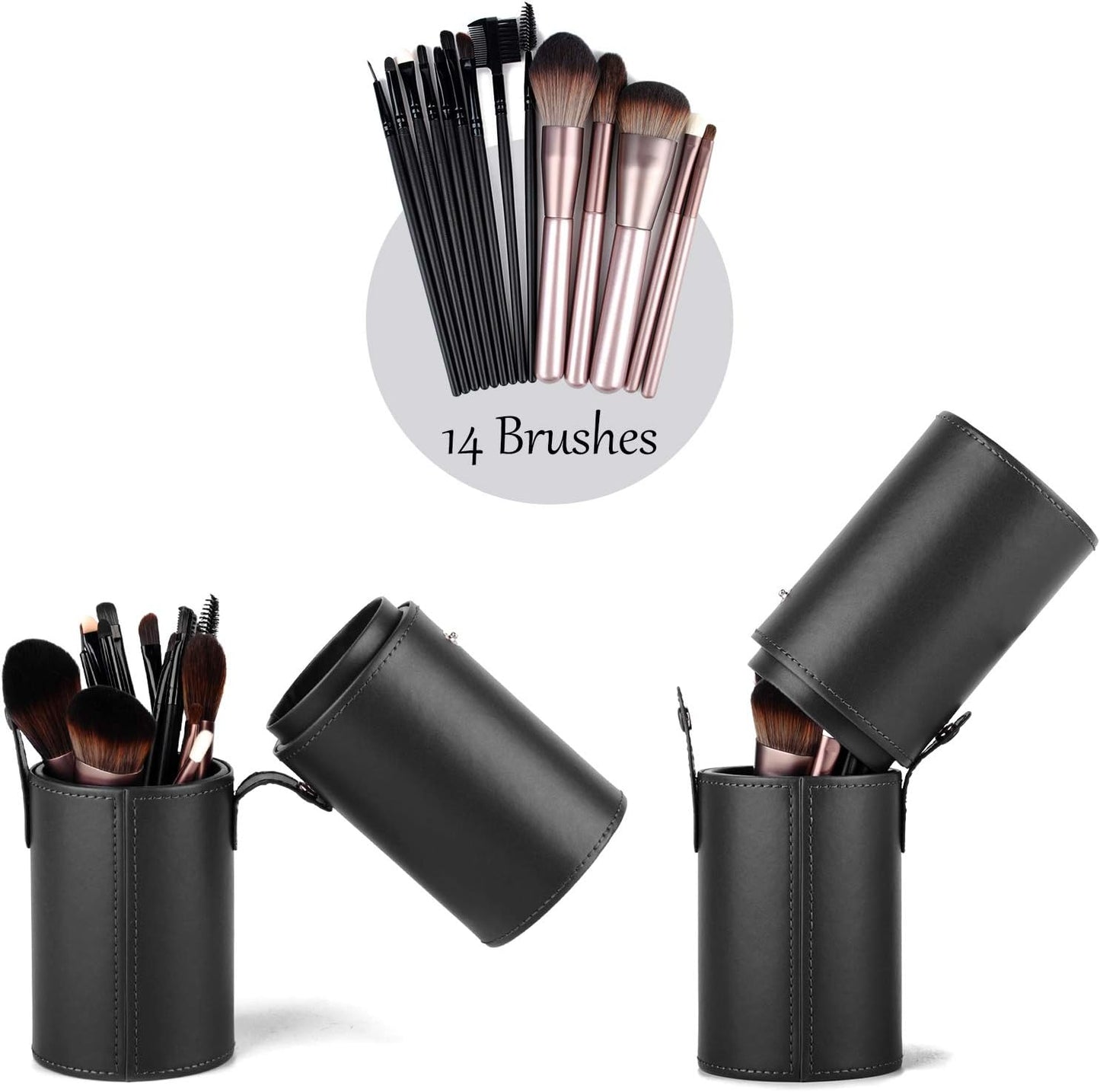 Makeup Brush Holder Travel Brushes Case Bag Cup Storage Dustproof for Women and Girls (Y-Black)