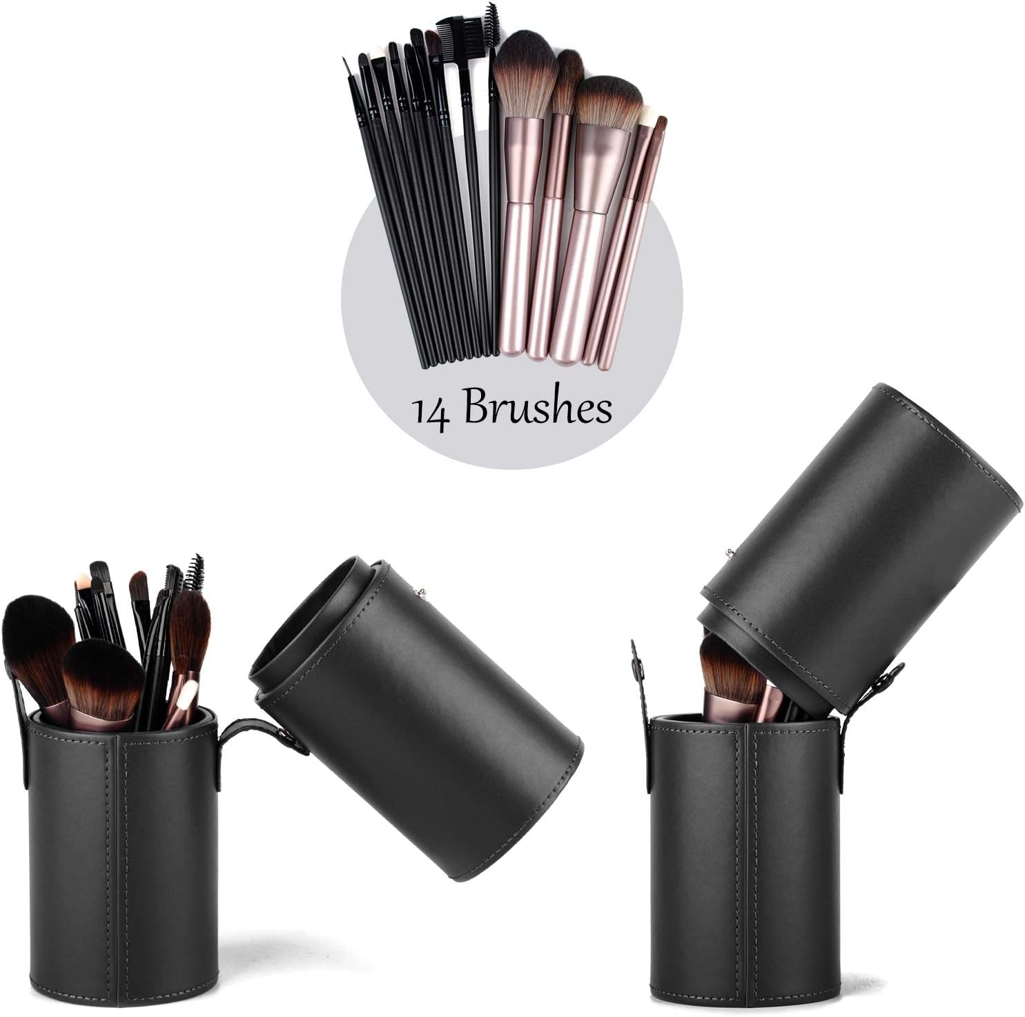 Makeup Brush Holder Travel Brushes Case Bag Cup Storage Dustproof for Women and Girls (Y-Black)