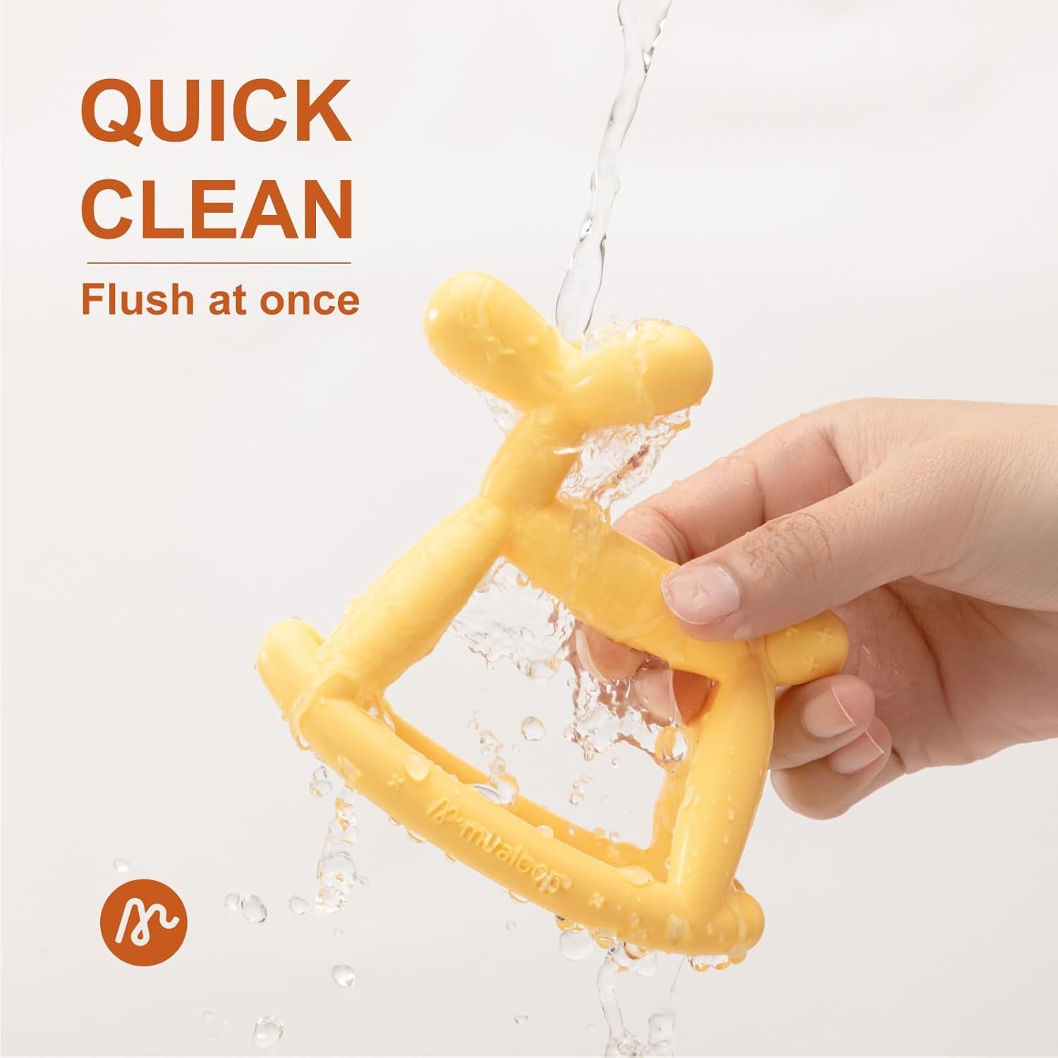 Teething Toy for Baby 3, 6, 12, 18 Months Infant, Jellydog Never Drop Food Grade Silicone Rocking Teether, Prevent Choking & Odorless, Less Dust and Hair Adhesion, Baby Gift, Cyan Blue