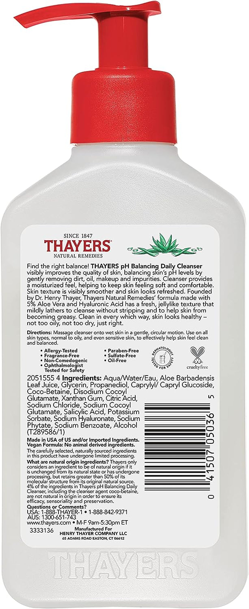 Ph Balancing Daily Cleanser, Face Wash with Aloe Vera, Gentle and Hydrating Skin Care for Dry, Oily, or Acne Prone Skin, 8 FL Oz.