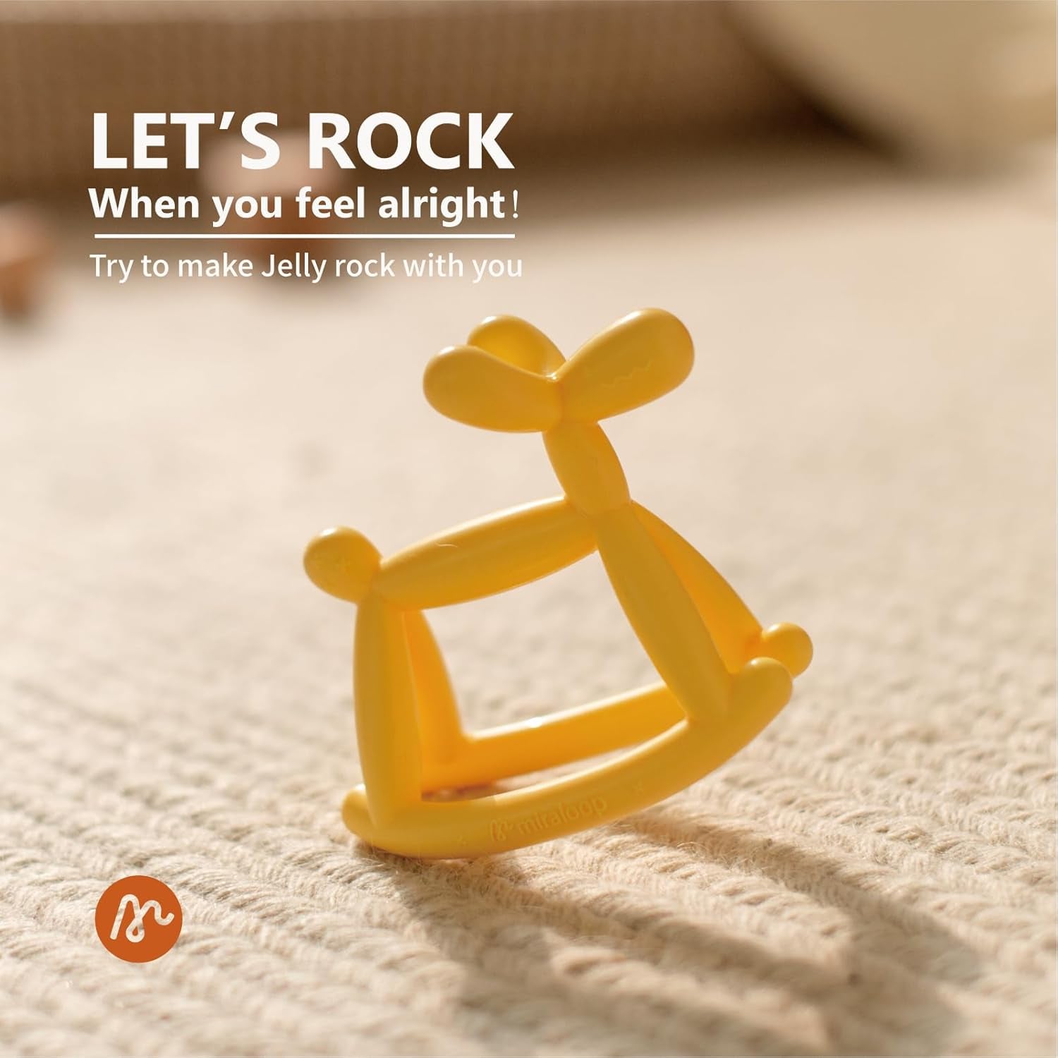 Teething Toy for Baby 3, 6, 12, 18 Months Infant, Jellydog Never Drop Food Grade Silicone Rocking Teether, Prevent Choking & Odorless, Less Dust and Hair Adhesion, Baby Gift, Cyan Blue