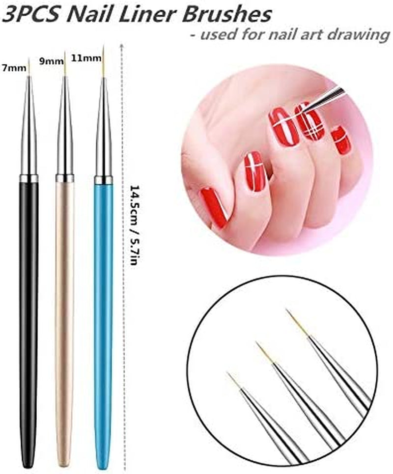 5PCS Dotting Pens with 3 PCS Nail Painting Brushes, Nail Art Design Tools