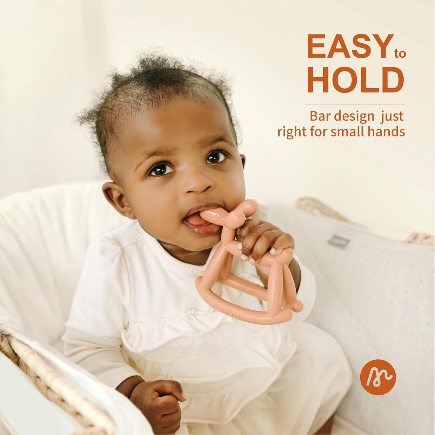 Teething Toy for Baby 3, 6, 12, 18 Months Infant, Jellydog Never Drop Food Grade Silicone Rocking Teether, Prevent Choking & Odorless, Less Dust and Hair Adhesion, Baby Gift, Cyan Blue