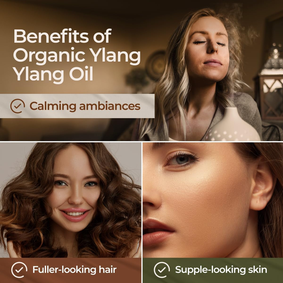 Ylang-Ylang Essential Oil Organic for Diffuser - Natural Organic Ylang Ylang Oil Essential Oil for Skin, Hair & Aromatherapy (10Ml)