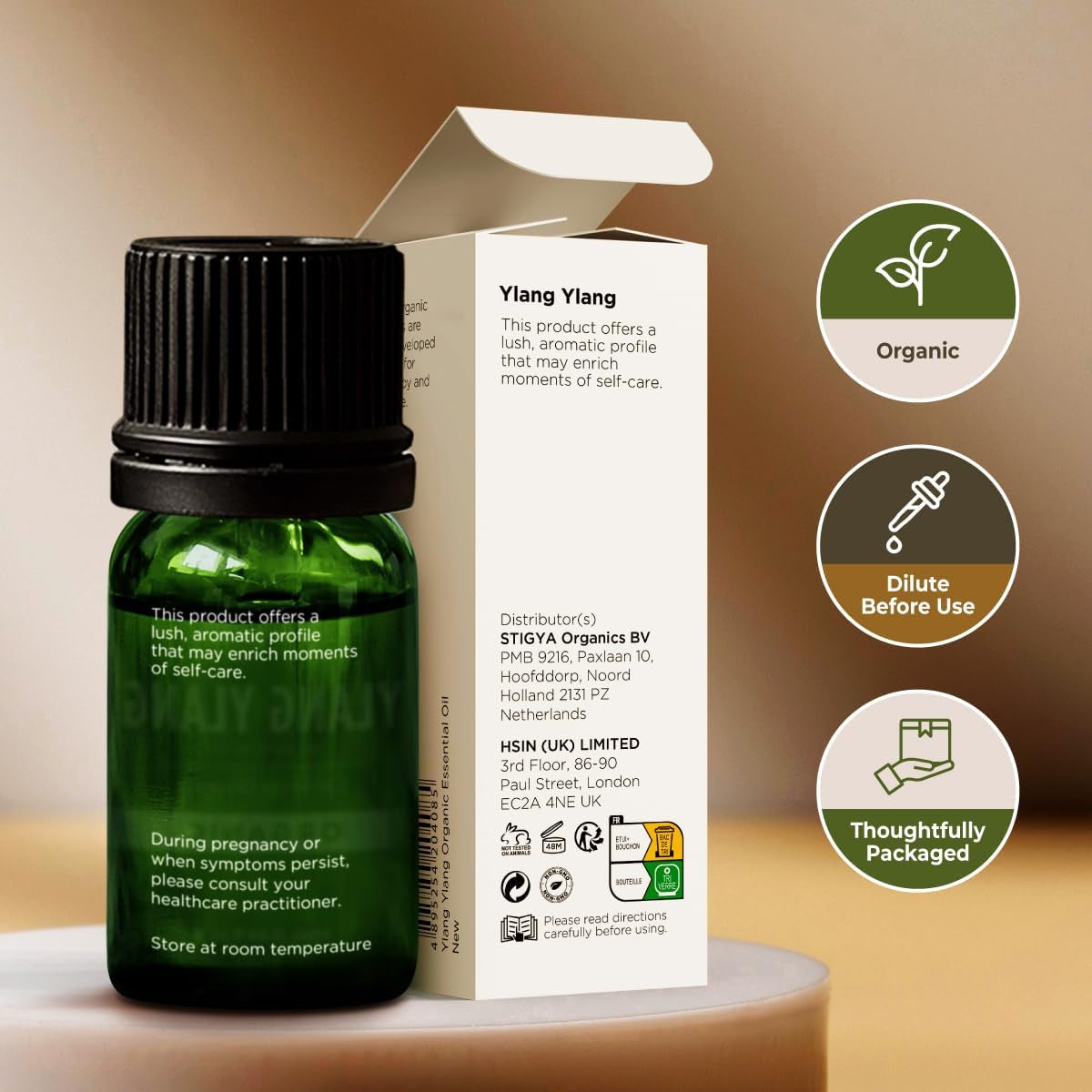 Ylang-Ylang Essential Oil Organic for Diffuser - Natural Organic Ylang Ylang Oil Essential Oil for Skin, Hair & Aromatherapy (10Ml)