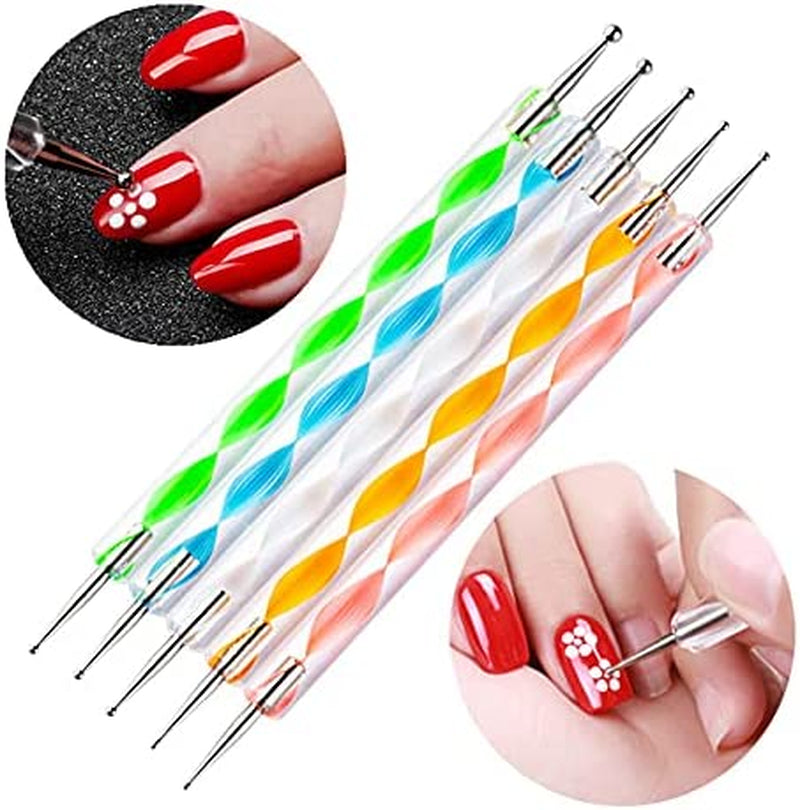 5PCS Dotting Pens with 3 PCS Nail Painting Brushes, Nail Art Design Tools