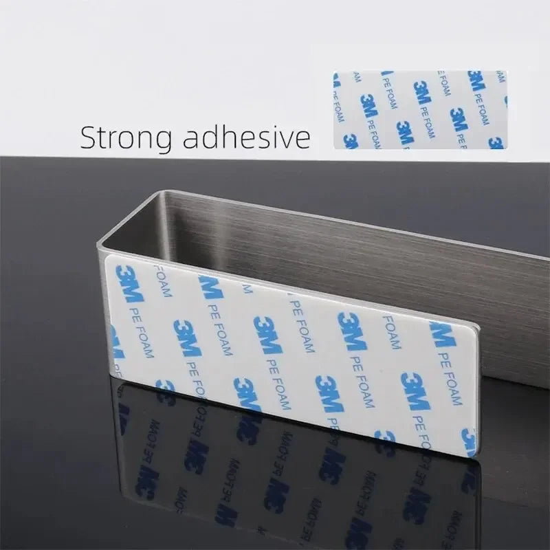Stainless Steel Towel Rack Hole-Free Self-Adhesive Wall Clothes Rack Bathroom Single Bar Space Saving Towel Rack
