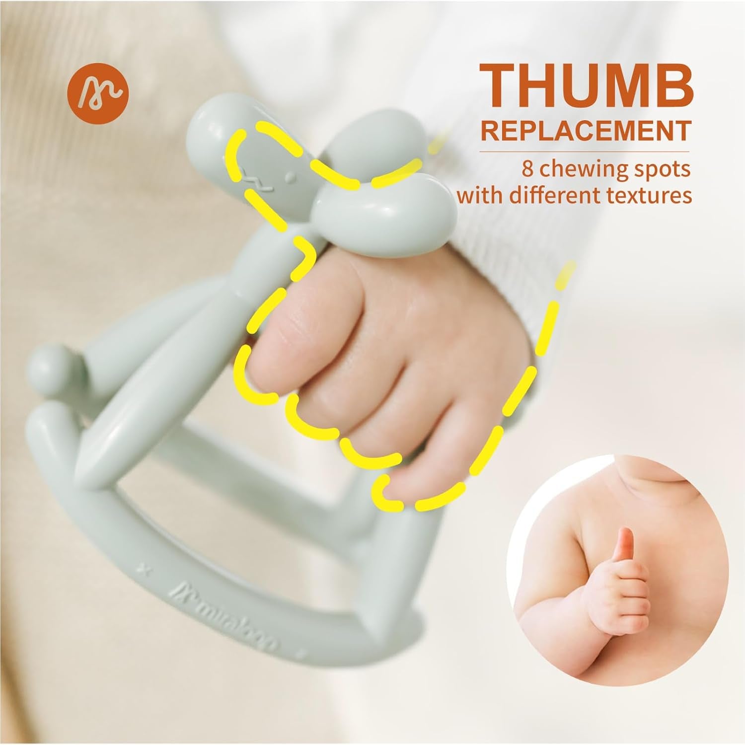 Teething Toy for Baby 3, 6, 12, 18 Months Infant, Jellydog Never Drop Food Grade Silicone Rocking Teether, Prevent Choking & Odorless, Less Dust and Hair Adhesion, Baby Gift, Cyan Blue