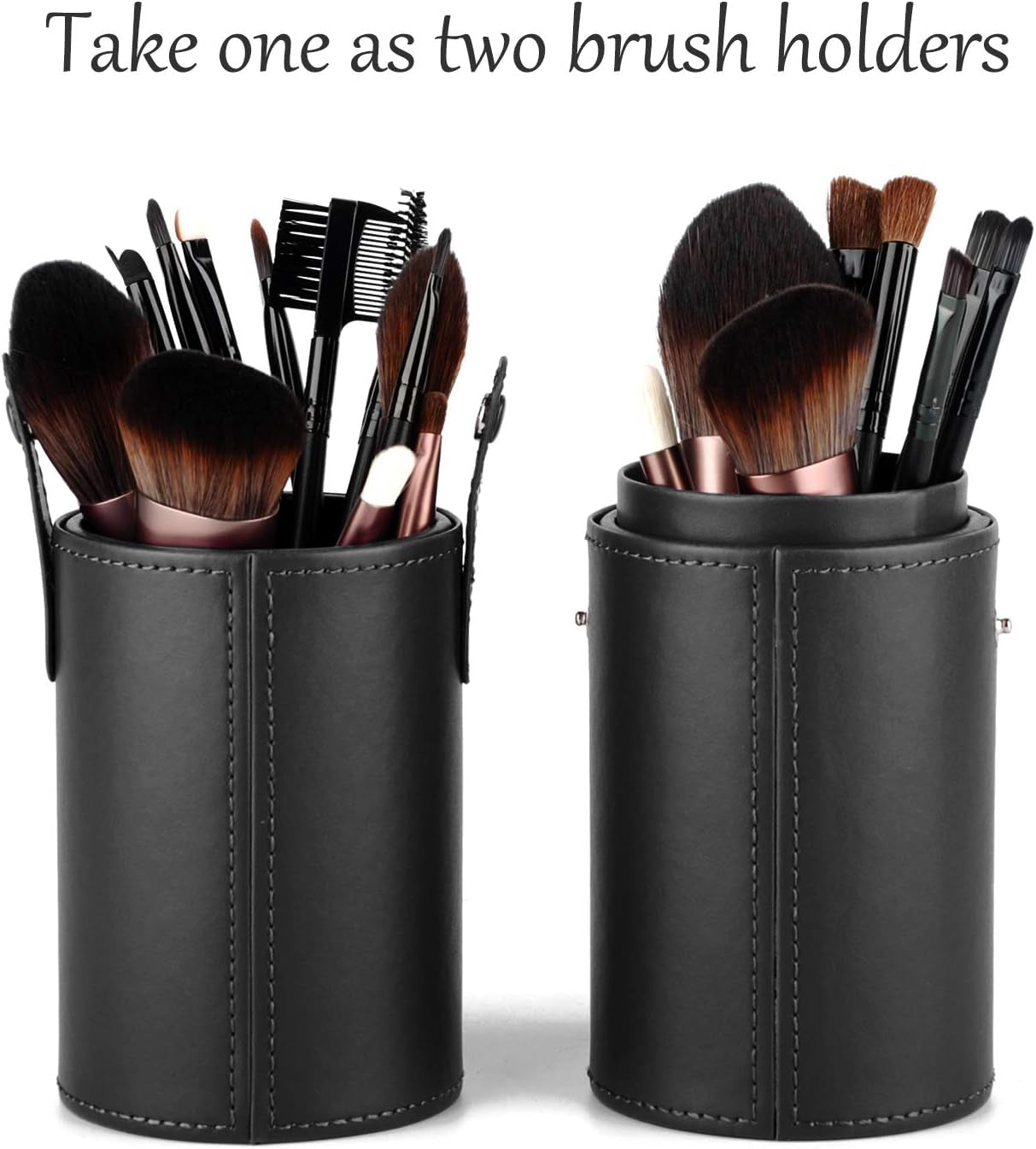 Makeup Brush Holder Travel Brushes Case Bag Cup Storage Dustproof for Women and Girls (Y-Black)