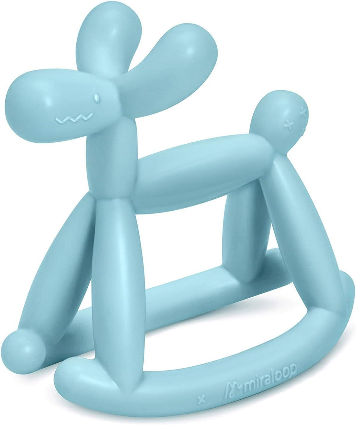 Teething Toy for Baby 3, 6, 12, 18 Months Infant, Jellydog Never Drop Food Grade Silicone Rocking Teether, Prevent Choking & Odorless, Less Dust and Hair Adhesion, Baby Gift, Cyan Blue